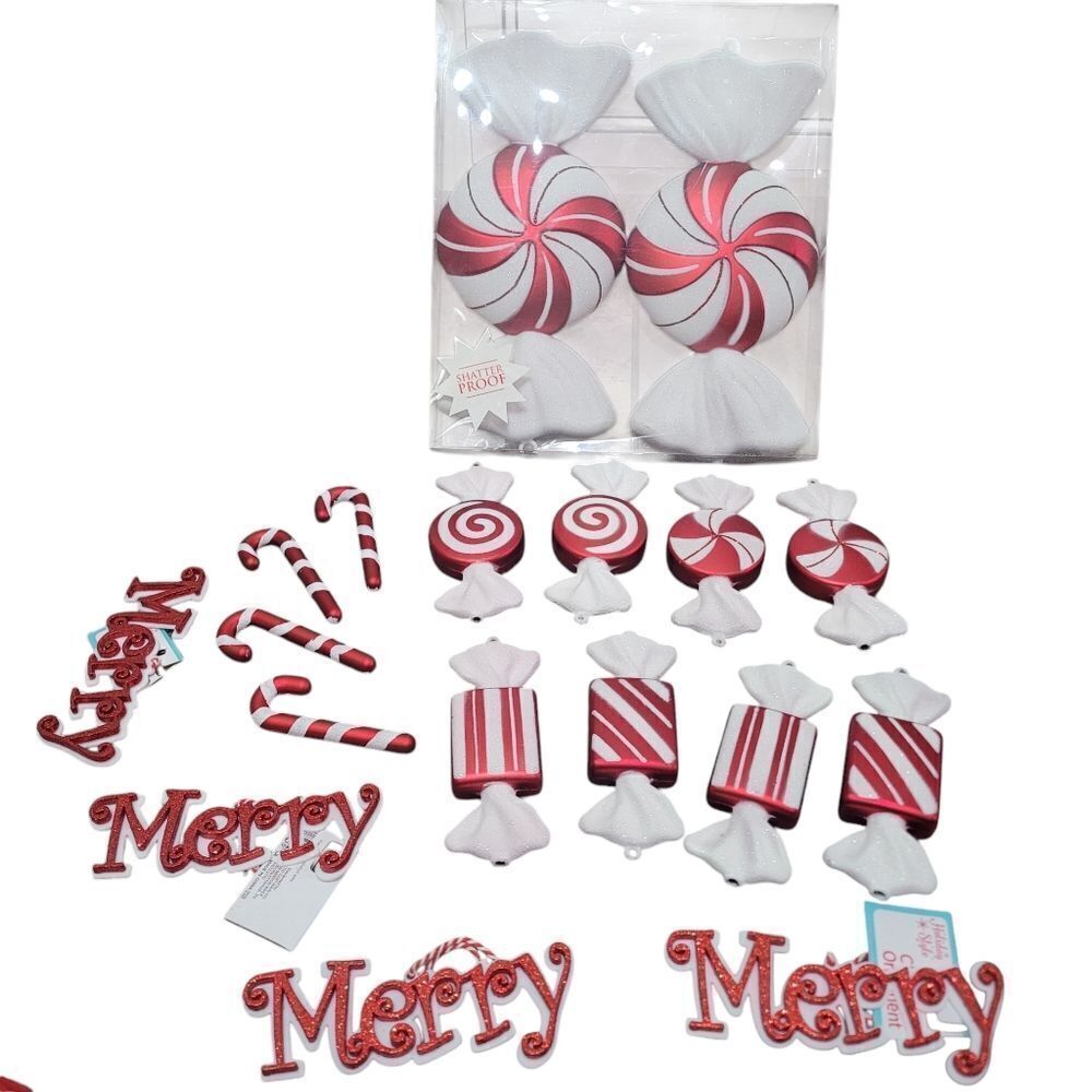Peppermint shatterproof ornaments